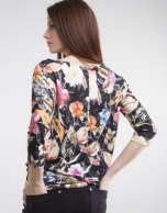 Black floral print shirt