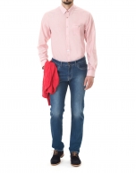 Pink striped premium fit sport shirt