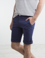 Navy blue jacquard bermudas