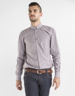 Brown and gold checked sport shirt