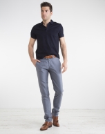 Navy blue structured sports pants