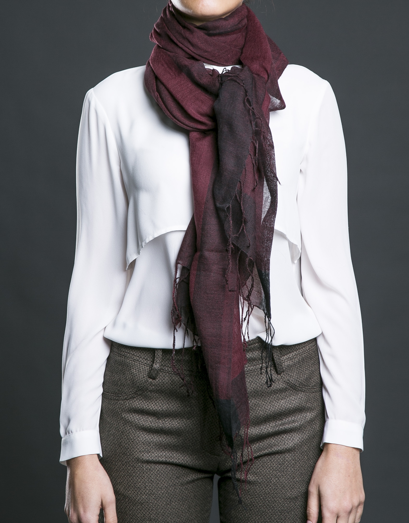 Burgundy striped scarf