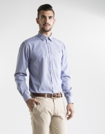 Camisa sport jacquard azul motivos verde