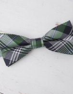 Green/navy blue/ light blue checked bowtie