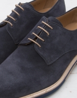 Navy blue split leather laced shoes