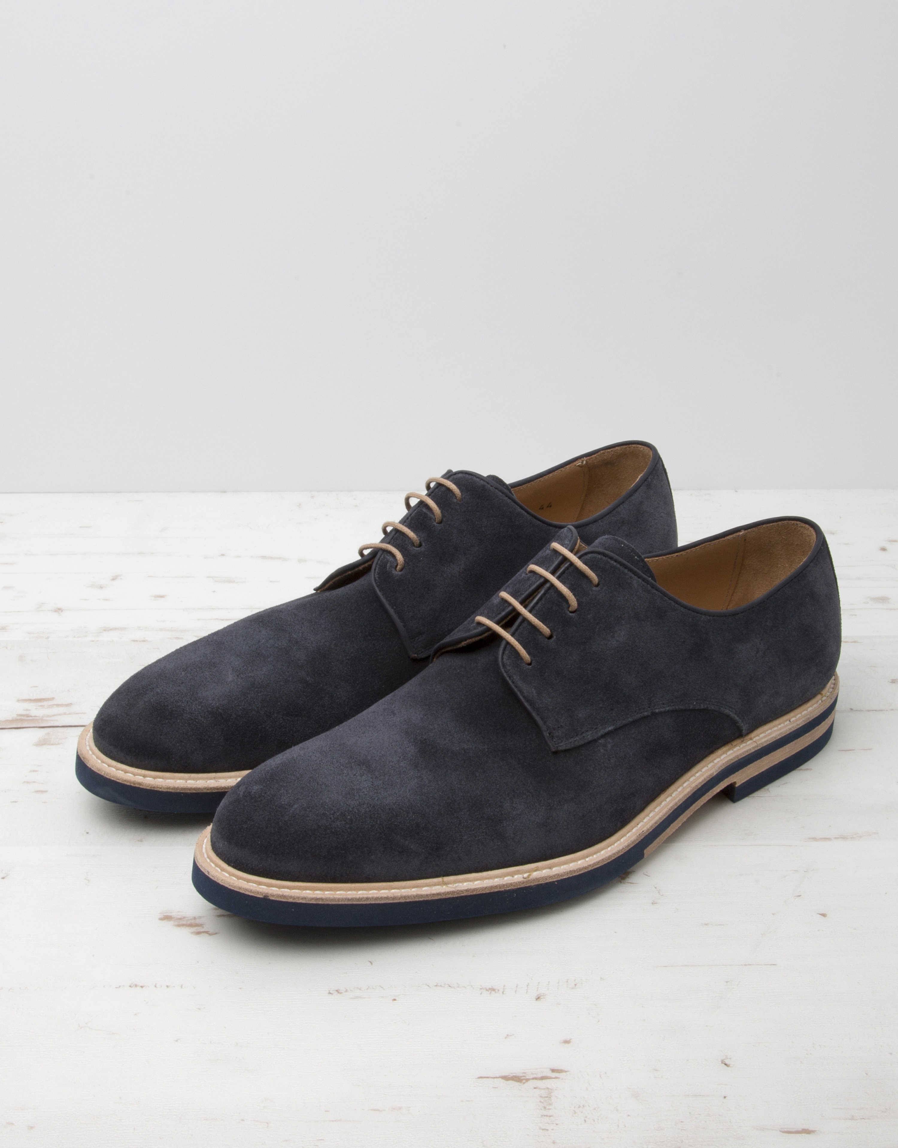 Navy blue split leather laced shoes