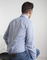 Light blue Oxford shirt with blue dots