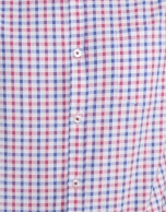 Coral/ deep blue checked shirt