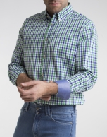 Green/navy blue checked shirt