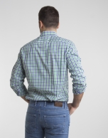 Green/navy blue checked shirt