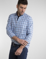 Navy blue/light blue checked shirt