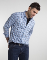 Navy blue/light blue checked shirt