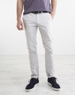 Stone-colored micro twill chinos