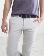 Stone-colored micro twill chinos