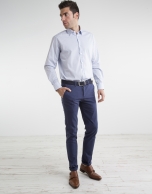 Navy blue micro twill chinos