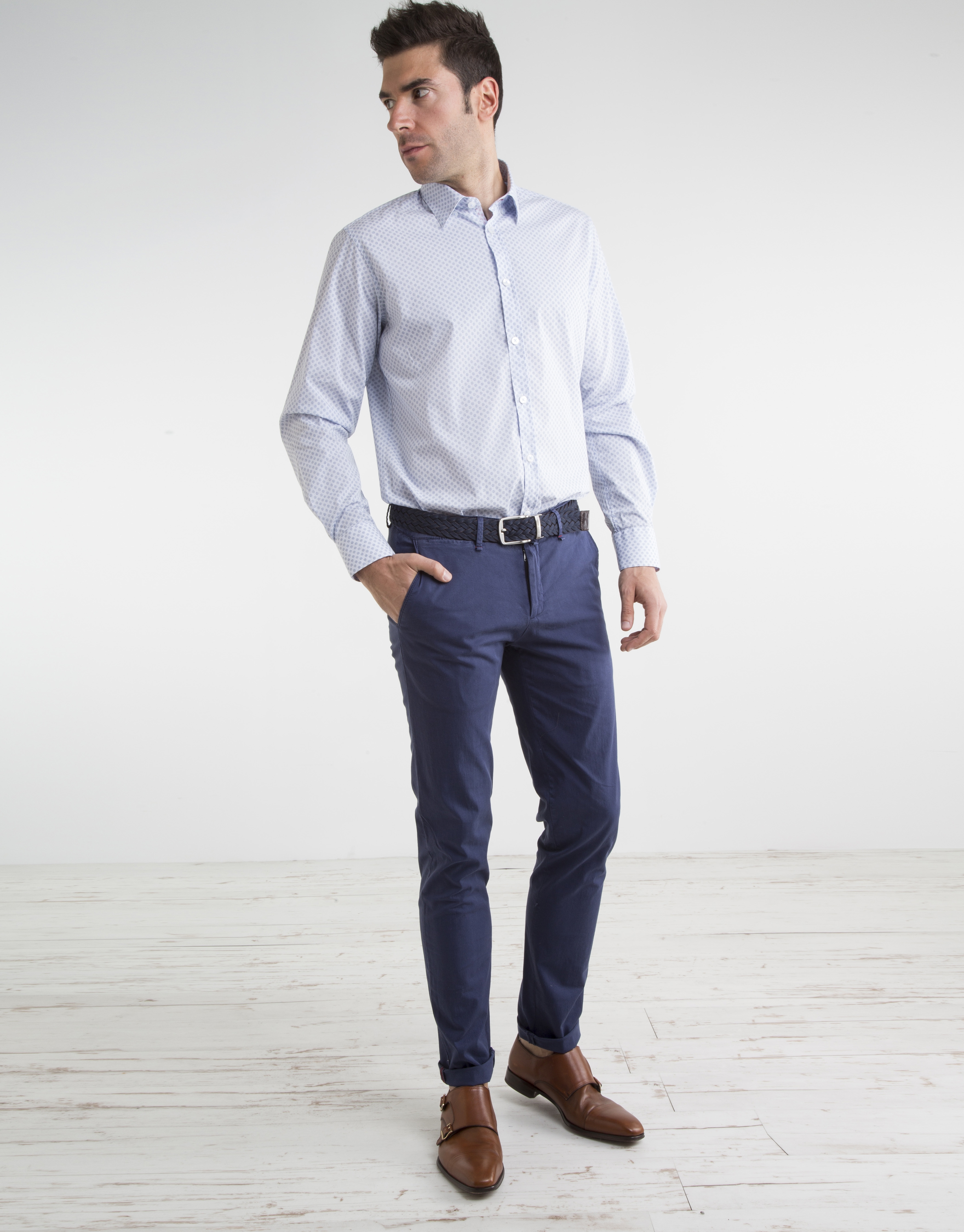 Navy blue micro twill chinos