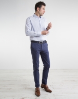 Navy blue micro twill chinos