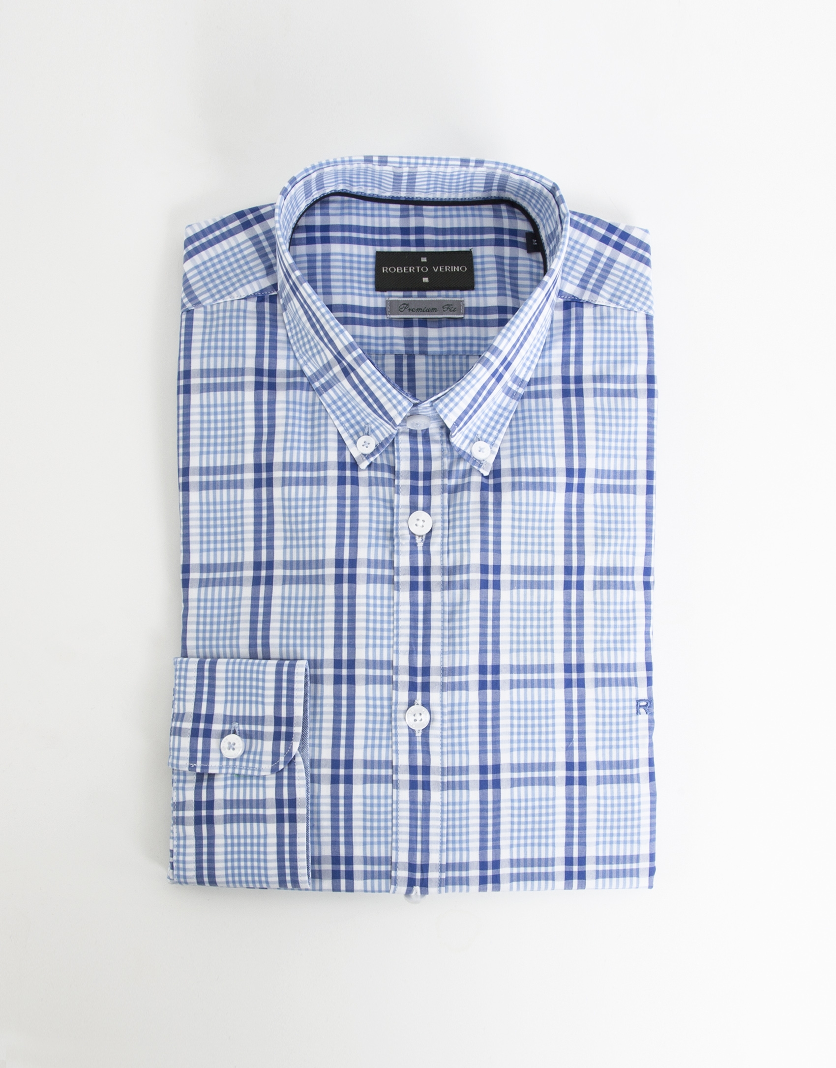 Navy blue checked sport shirt