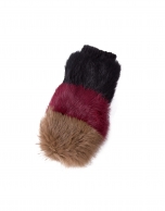 Tricolor knit and rabbit fur mittens 