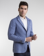 Deep blue bird's eye weave sport coat 