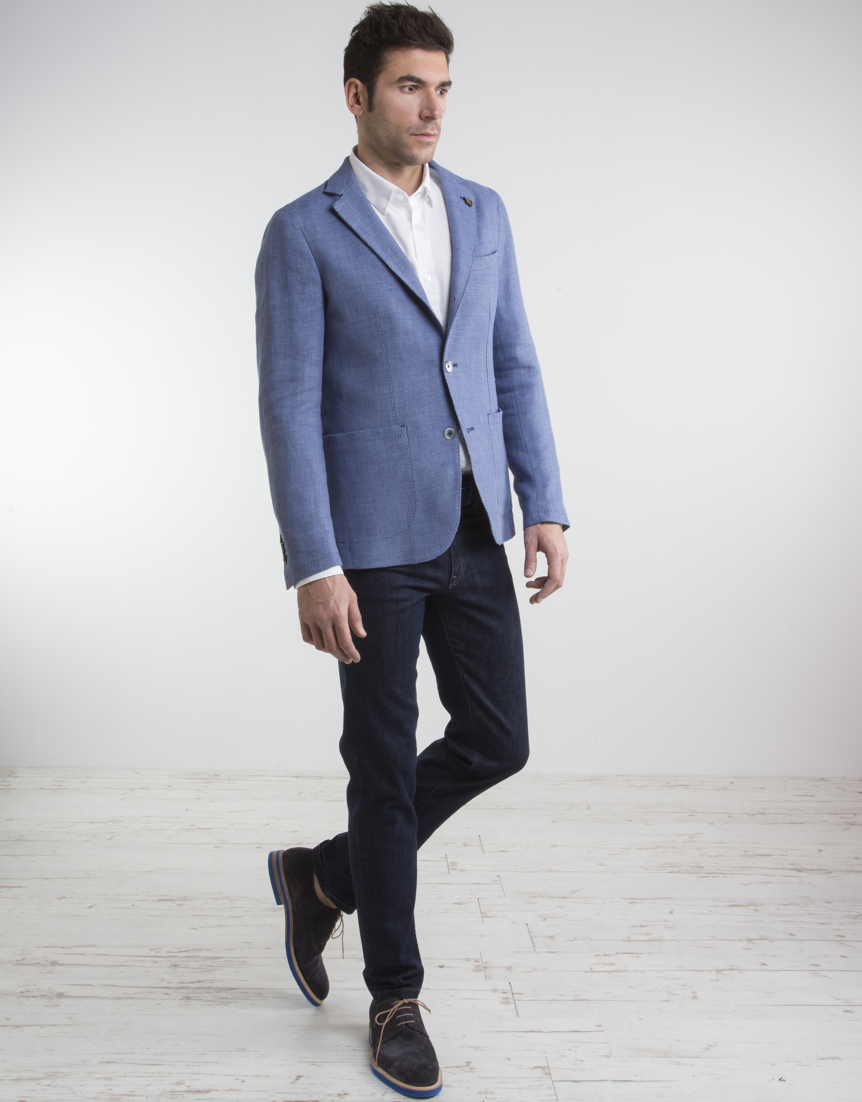 Deep blue bird's eye weave sport coat 