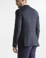 Navy blue checked sport jacket