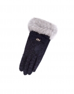 Blue knit gloves