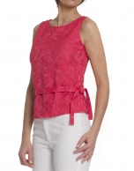 Top in coral flowers 