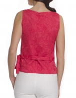 Top in coral flowers 