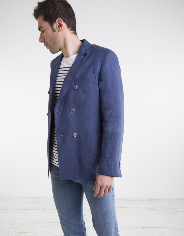 Veste En Lin Coton Bleu Marine Homme Roberto Verino