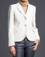 Cream velvet blazer with pockets