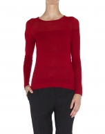 Burgundy lurex sweater with transparent shoulders