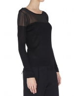 Black lurex sweater with transparent shoulders