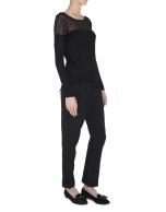 Black lurex sweater with transparent shoulders