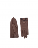 Brown leather gloves with black details 