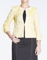 Yellow short worked fabric jacket