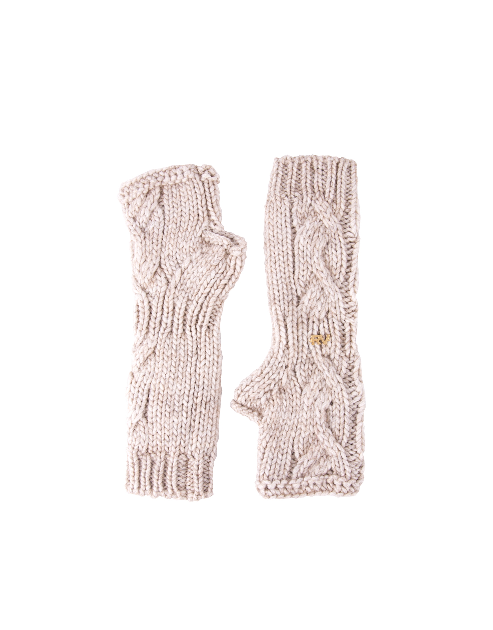 Beige knit mittens 