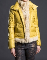 Mustard fur quilted jacket 