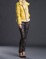 Mustard fur quilted jacket 