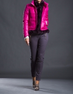 Fuchsia quilted jacket  with fur