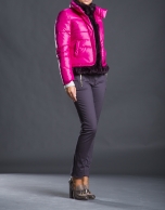 Fuchsia quilted jacket  with fur