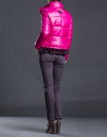 Fuchsia quilted jacket  with fur