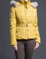 Mustard quilted jacket with hood