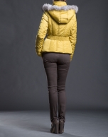 Mustard quilted jacket with hood