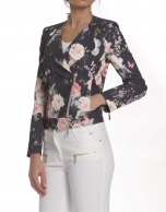 Short jacket printed roses 