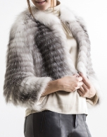 Short grey-colored fox jacket