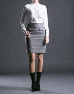 Straight grey Prince of Wales skirt