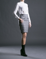 Straight grey Prince of Wales skirt