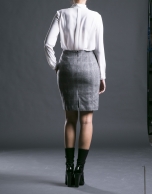 Straight grey Prince of Wales skirt