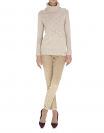 Jersey cuello cisne beige punto cruzado en pecho